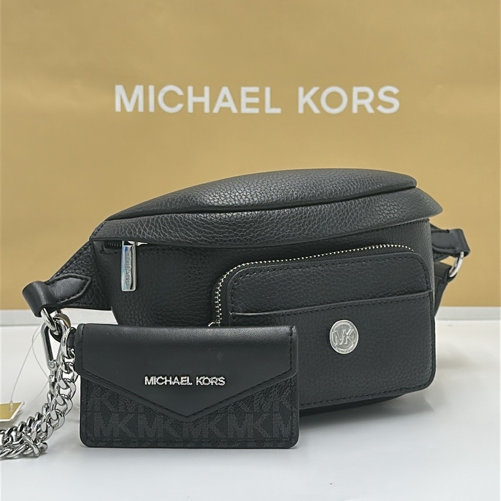 Michael Kors Maisie 2 In 1 Small Leather Waist pack Fanny pack Bag (Black) MK - Picture 3 of 16